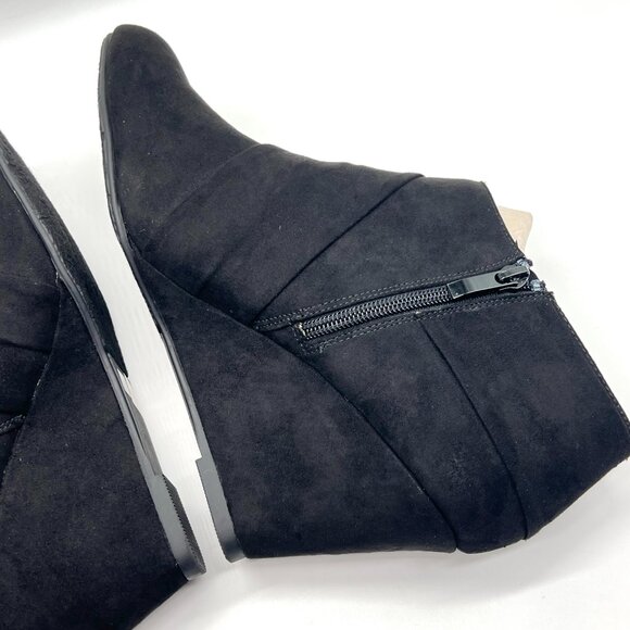 Chinese Laundry Womens Size 10 Black Microsuede Wedge Ankle Boots Shoes - Picture 8 of 13